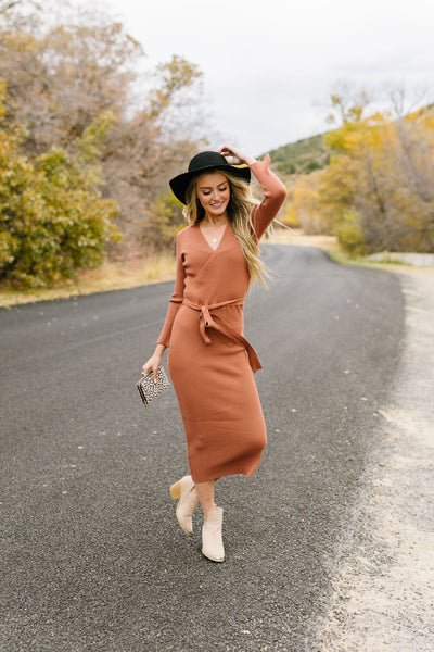 Ribbed + Wrapped Sweater Dress