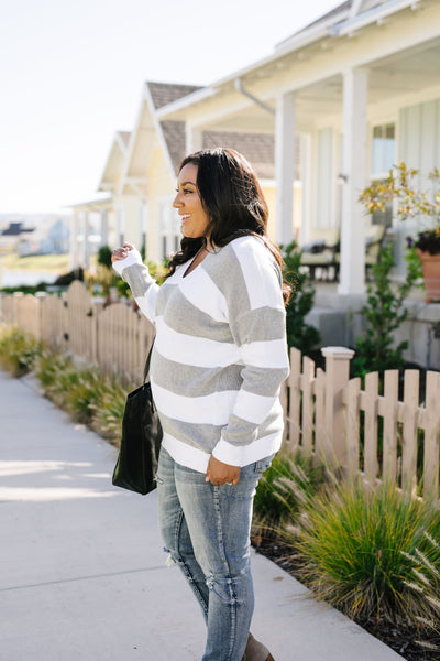 Room With A View Striped V-Neck Sweater