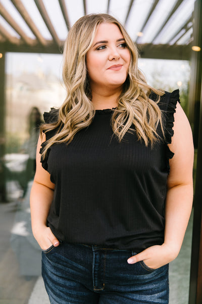 Ruffled Neck Sleeveless Top