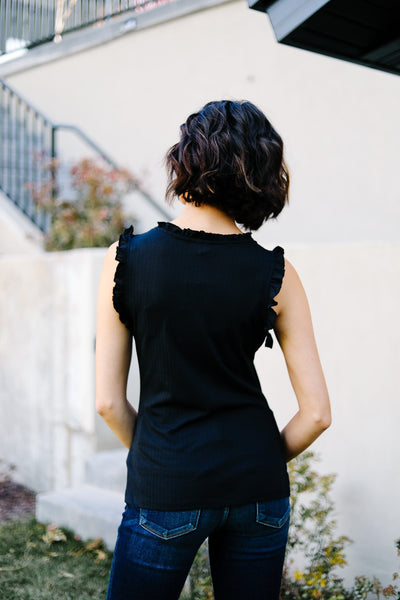 Ruffled Neck Sleeveless Top