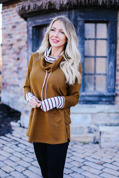 Rustic Comfort Striped Contrast Pullover