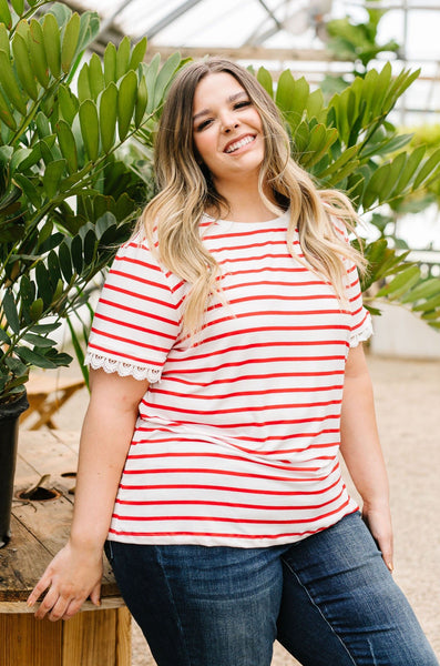 Sails To The Wind Top In Ivory & Red