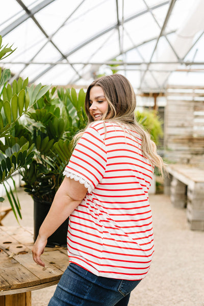 Sails To The Wind Top In Ivory & Red