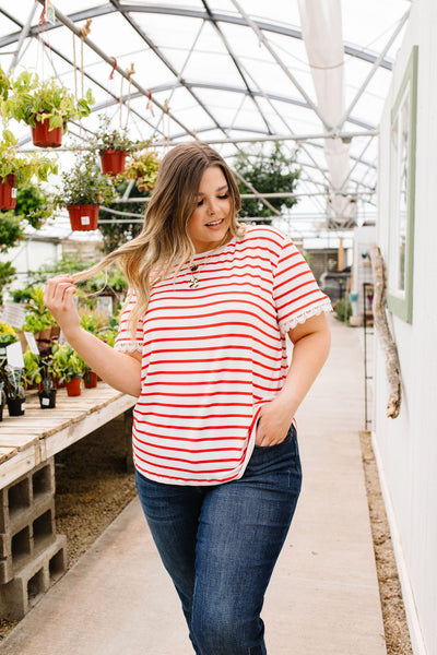 Sails To The Wind Top In Ivory & Red