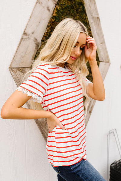 Sails To The Wind Top In Ivory & Red