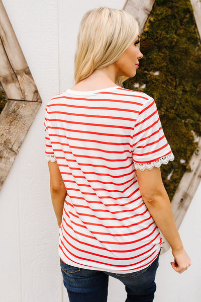 Sails To The Wind Top In Ivory & Red