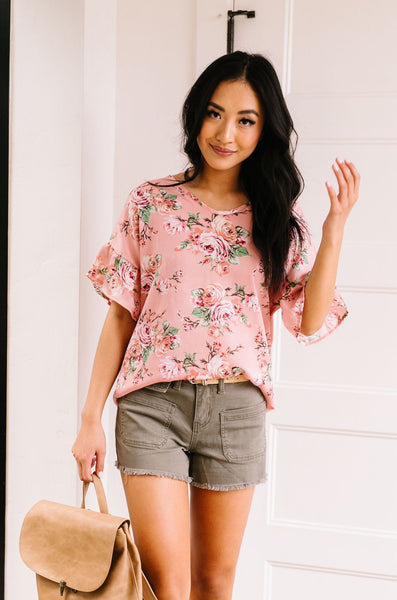 Satin Rose Blouse In Pink