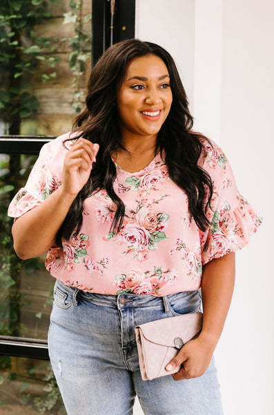 Satin Rose Blouse In Pink