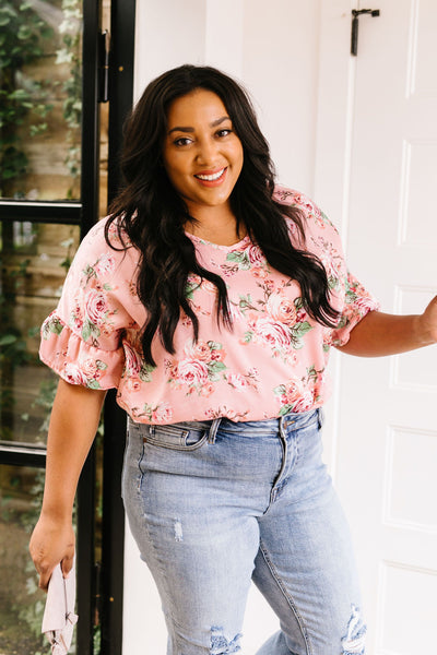 Satin Rose Blouse In Pink