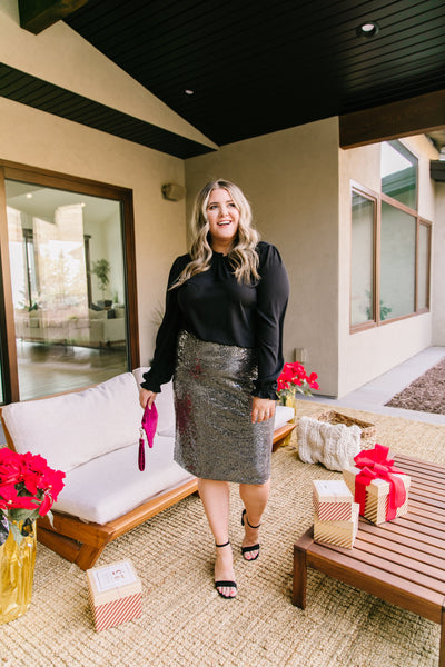 Sequence Of Sequins Pencil Skirt