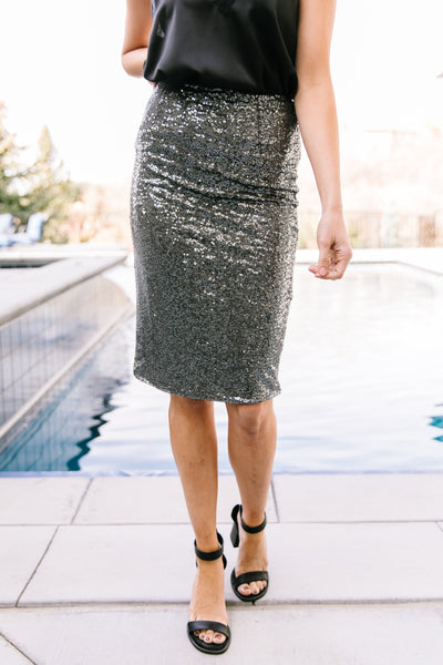 Sequence Of Sequins Pencil Skirt