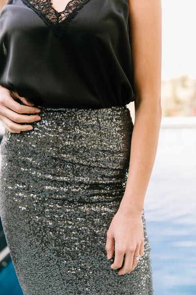 Sequence Of Sequins Pencil Skirt