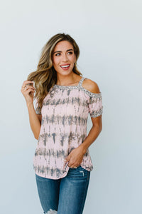 Shania Cold Shoulder Top In Blush