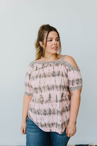 Shania Cold Shoulder Top In Blush