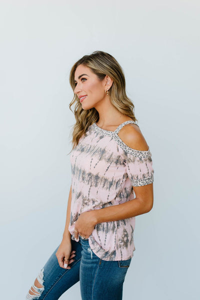 Shania Cold Shoulder Top In Blush