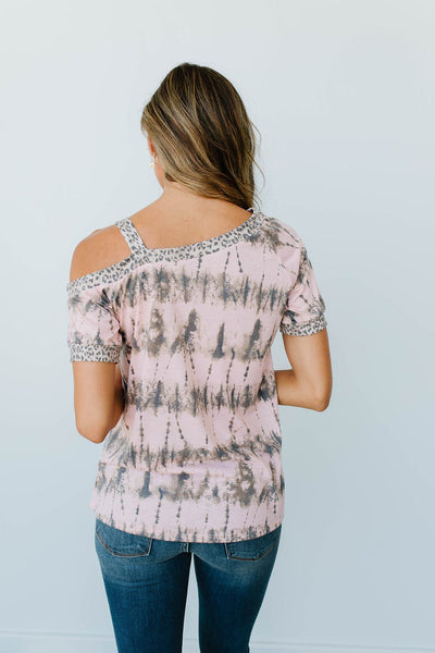 Shania Cold Shoulder Top In Blush