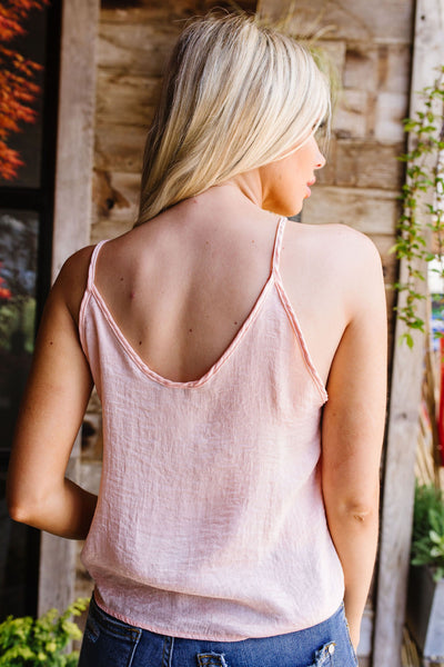 Silky Button-Down Tank In Blush