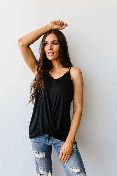 Simply Twisted Tank In Black