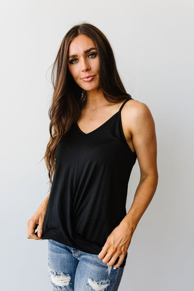 Simply Twisted Tank In Black