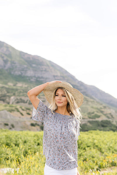 Smocked Antique Floral Blouse