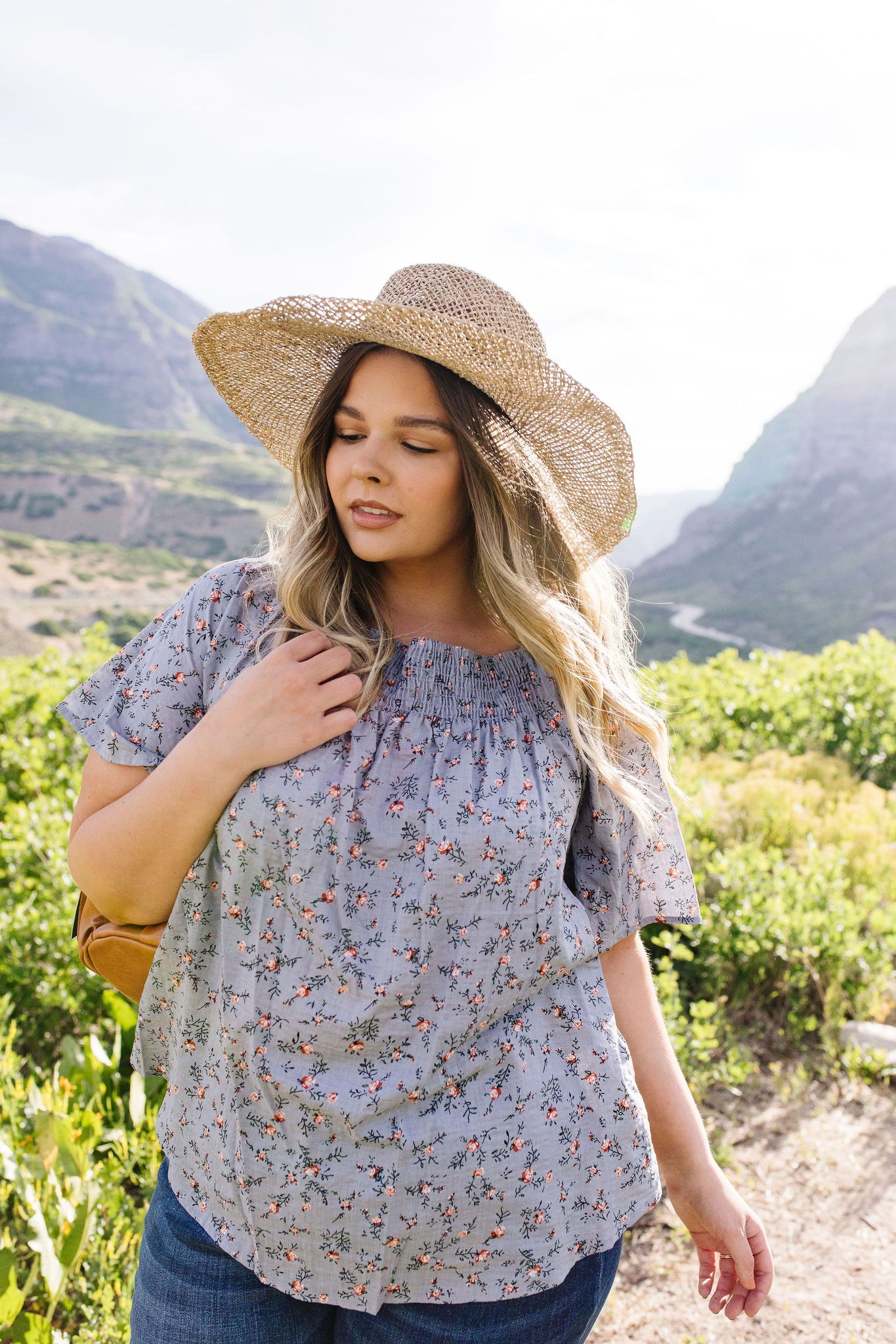 Smocked Antique Floral Blouse