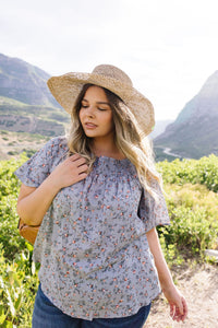 Smocked Antique Floral Blouse