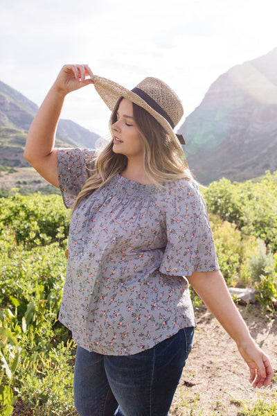 Smocked Antique Floral Blouse