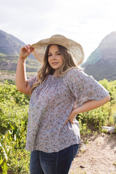 Smocked Antique Floral Blouse