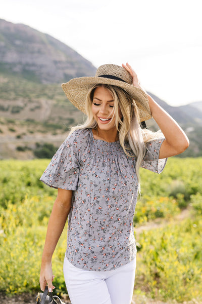 Smocked Antique Floral Blouse