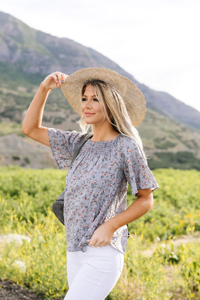 Smocked Antique Floral Blouse