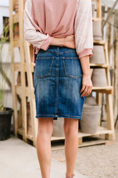 Split The Difference Denim Skirt