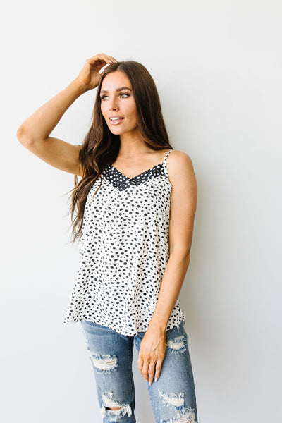 Spotted Contrast Camisole In Ivory