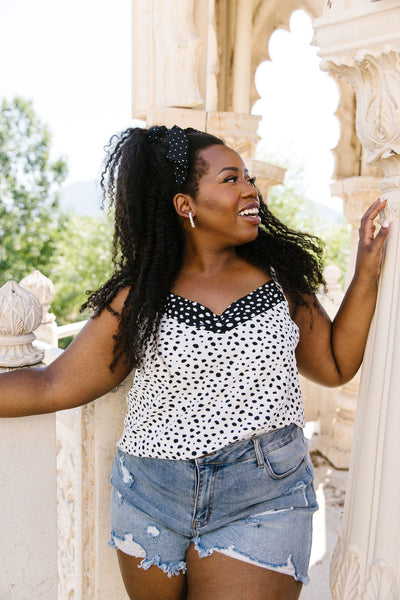 Spotted Contrast Camisole In Ivory