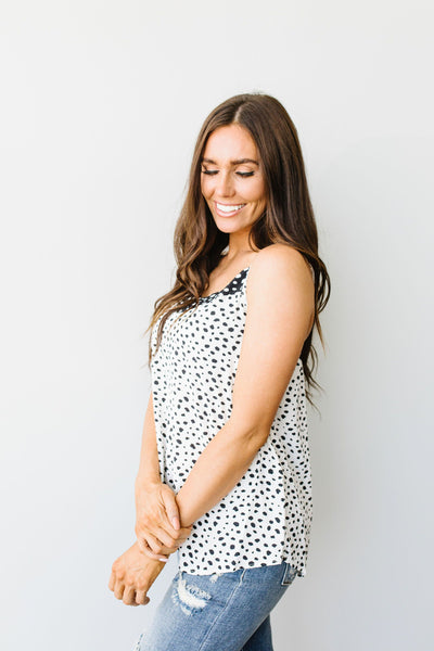 Spotted Contrast Camisole In Ivory