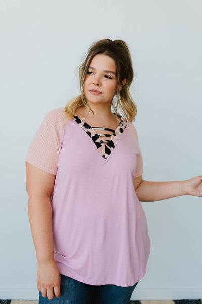 Strappy & Spotty V Top In Mauve