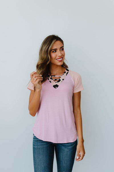 Strappy & Spotty V Top In Mauve