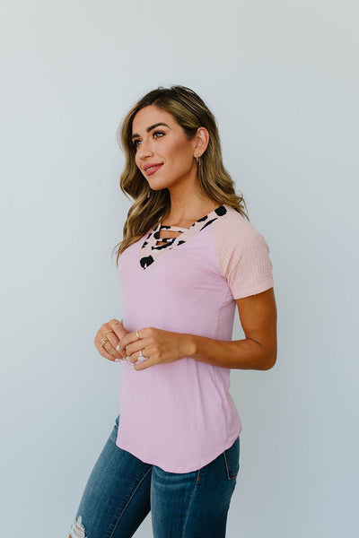 Strappy & Spotty V Top In Mauve