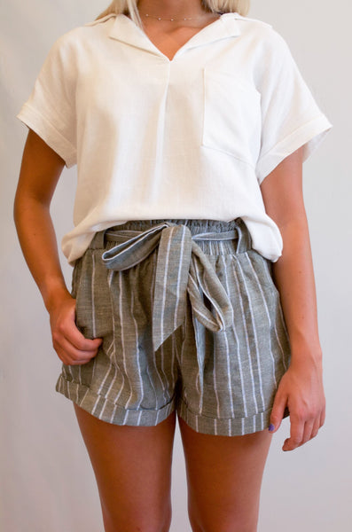 Striped Paper Bag Shorts