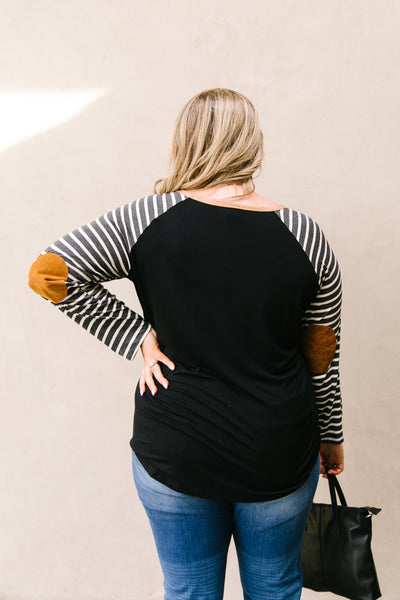 Suede Accent Raglan Top