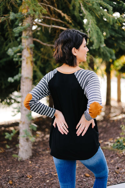 Suede Accent Raglan Top