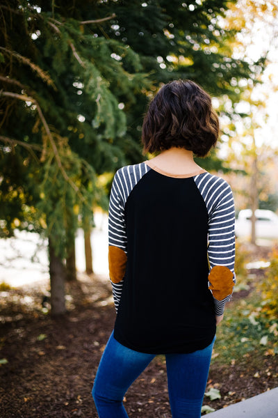 Suede Accent Raglan Top