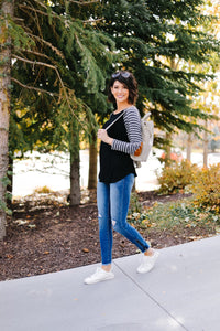 Suede Accent Raglan Top