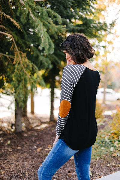 Suede Accent Raglan Top