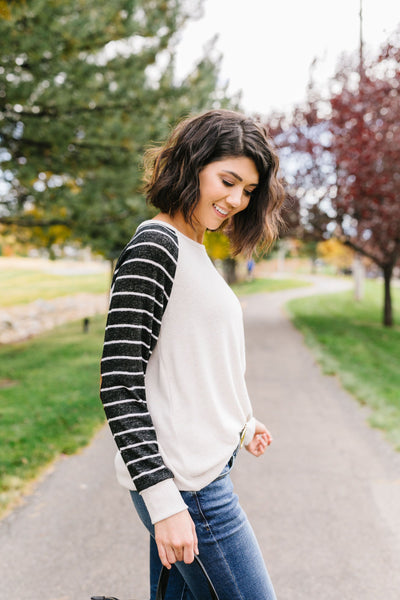 Suede Elbow Patch Raglan Sleeve Top