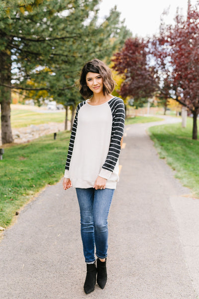 Suede Elbow Patch Raglan Sleeve Top