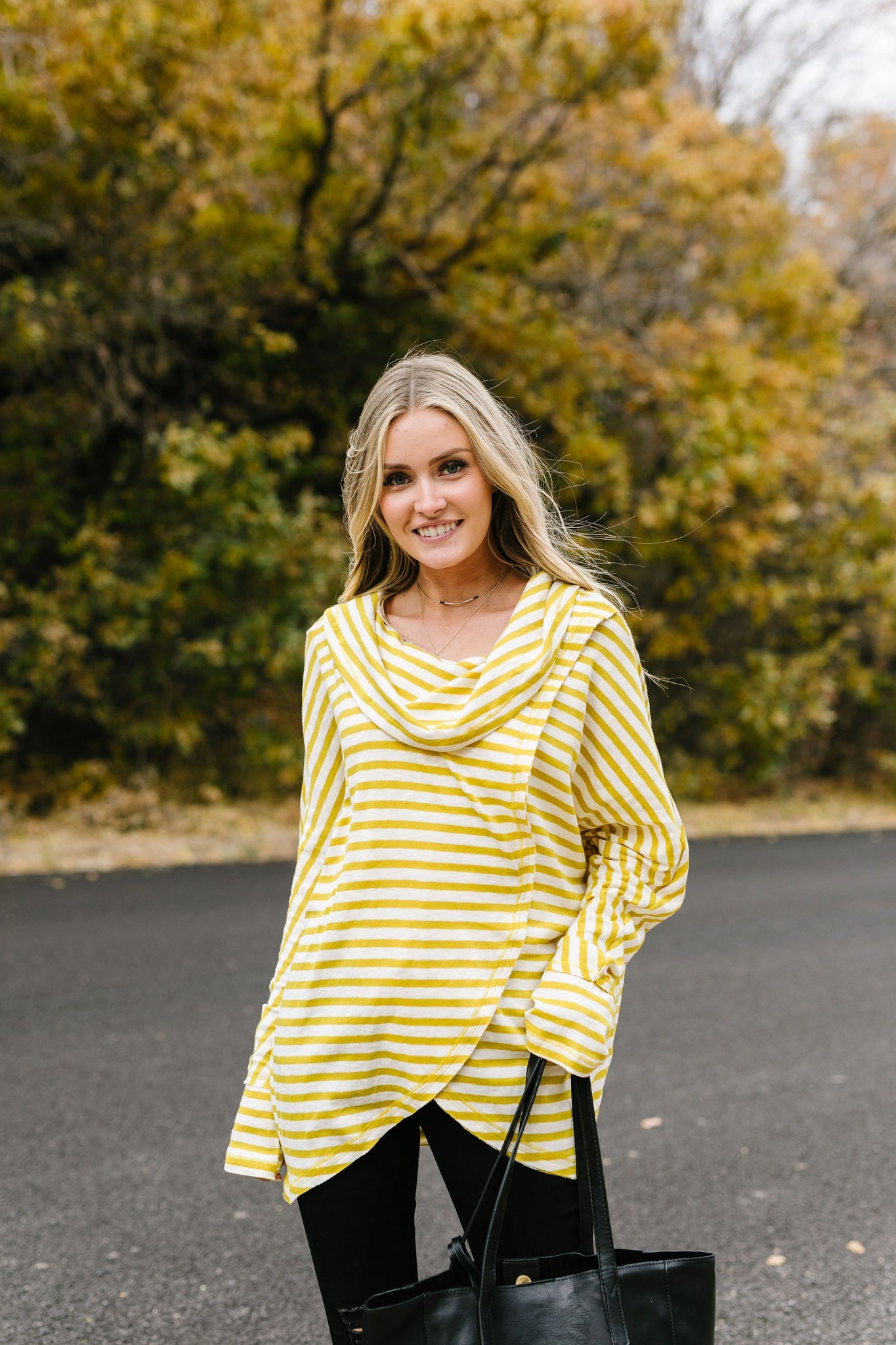 Sunshine Stripes Cowl Neck Top