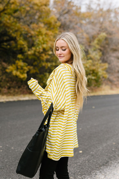 Sunshine Stripes Cowl Neck Top