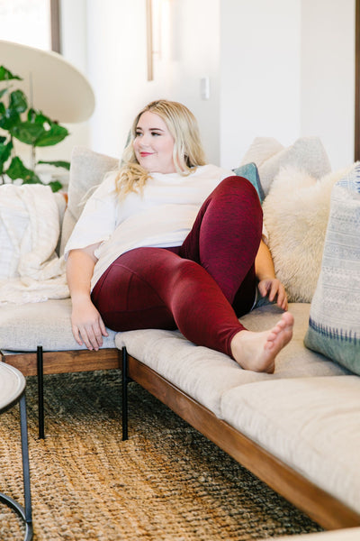 Tadasana Two-Tone Leggings In Burgundy