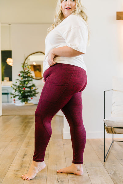 Tadasana Two-Tone Leggings In Burgundy