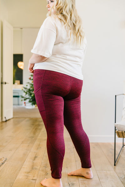 Tadasana Two-Tone Leggings In Burgundy